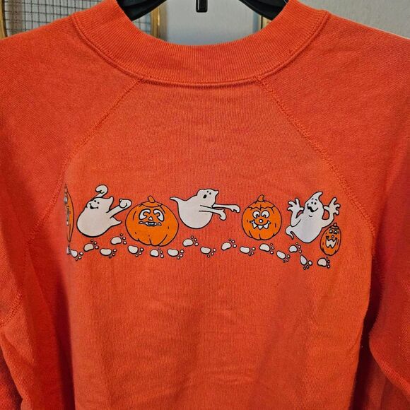 NOT AVAILABLE SOLDVintage Halloween Pumpkin Ghost Women's White & Orange - Picture 2 of 4